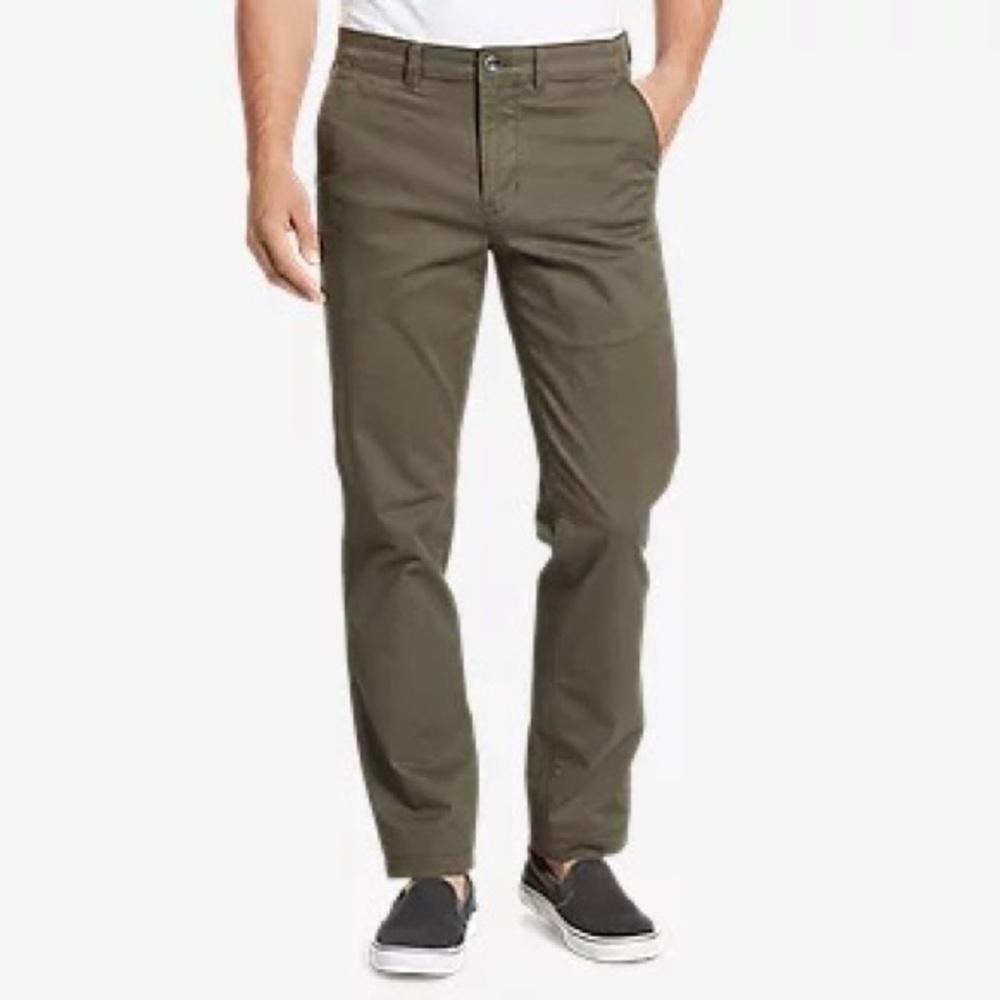 Island Trotters Olive Green Khaki Straight Leg Casual Chino Dress Pants